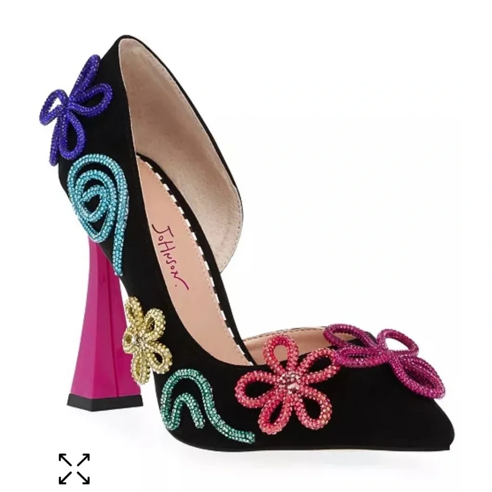 Betsey Johnson Kimara Rhinestone Doodle Embellished Pump Artistic Heels - Picture 1 of 13